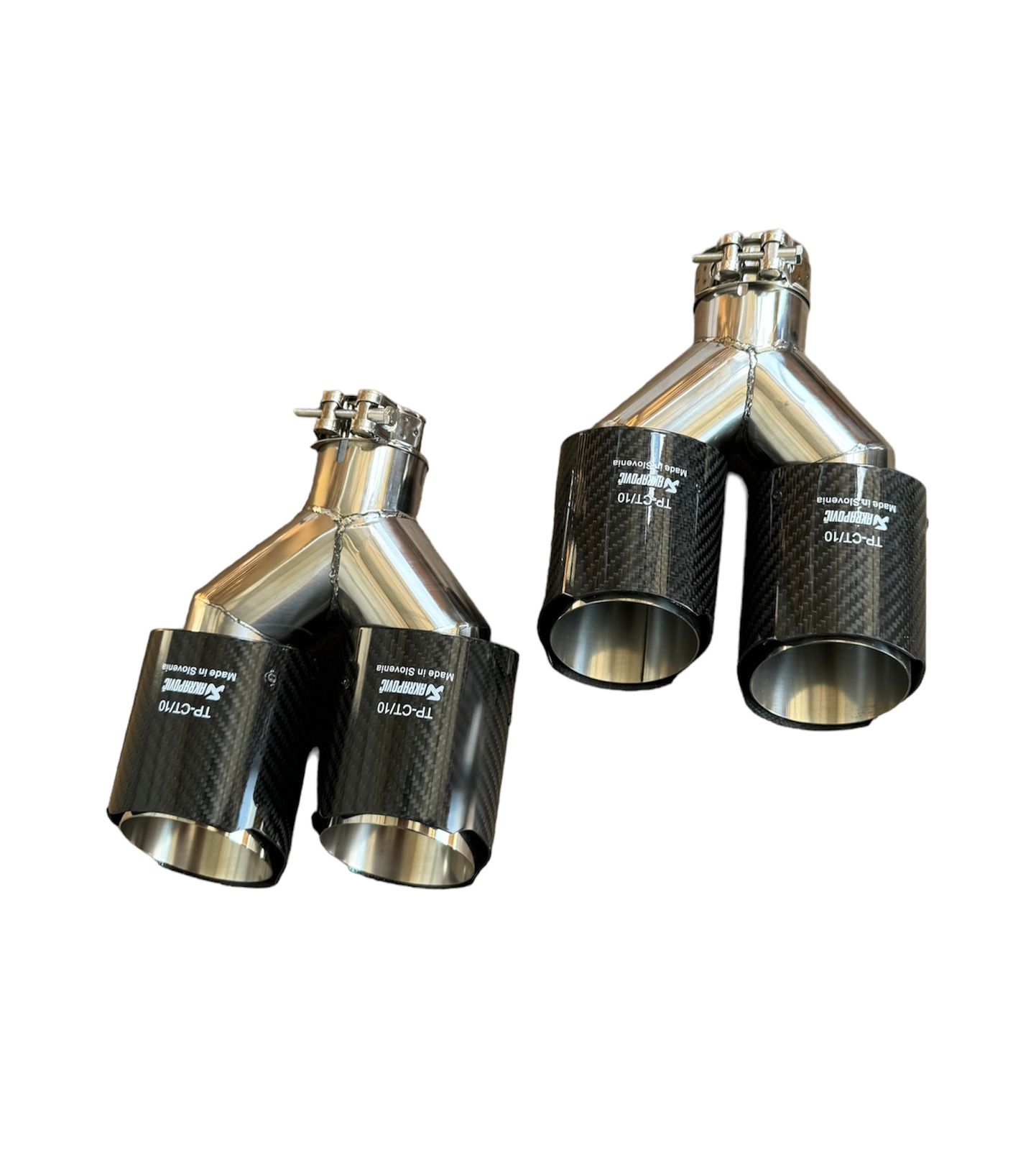 Насадка для глушителя AKRAPOVIC двойная, цвет хром, 2 шт. 